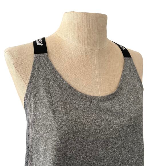 Nike Dri-FIT Elastika Gray Cross-Over Logo Strap Active Tank Size M Workout - Picture 2 of 5